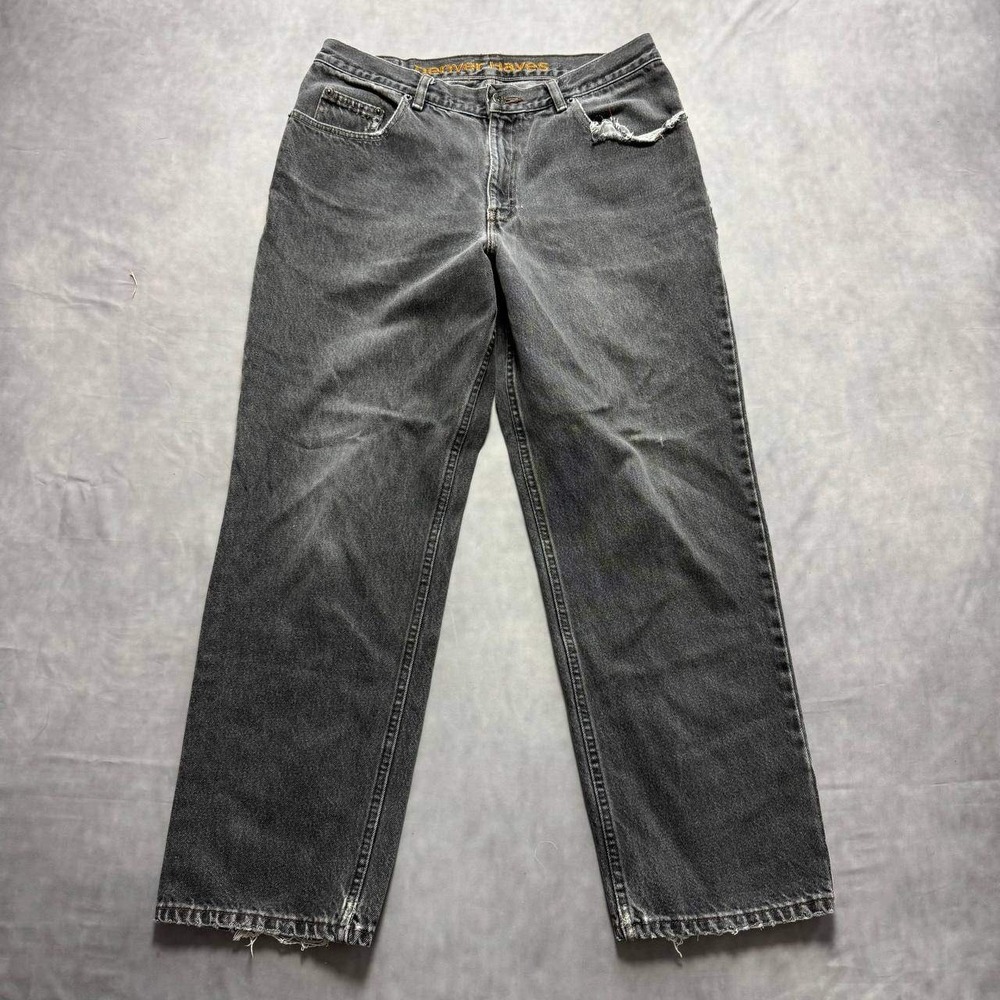Denver Hayes Mens 34x30 Faded Black Distressed Straight Leg Denim‎ Jeans